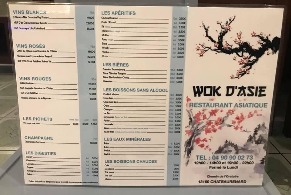 RESTAURANT WOK D'ASIE - Menu Image 2
